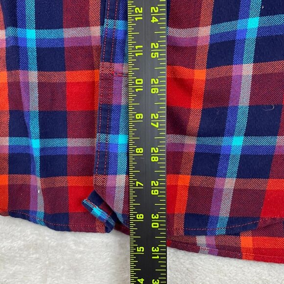 Duluth Trading Mens Shirt Large Long Sleeve Plaid Flannel Button Up Red Casual - Picture 4 of 6